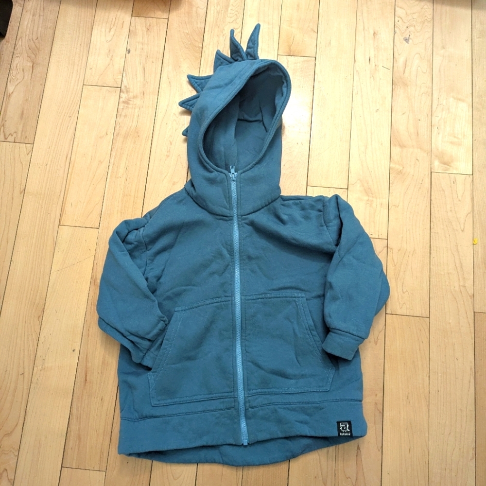 Kukukid Blue Kids Hoodie with Dinosaur Spikes